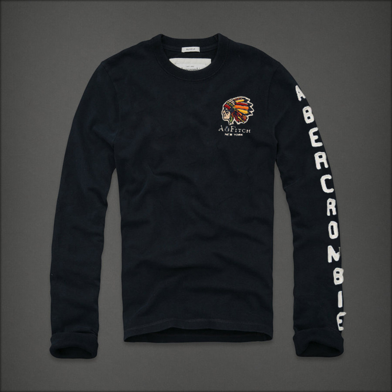 Abercrombie Fitch Hombres De Cuello Redondo Largo Remera AF5951